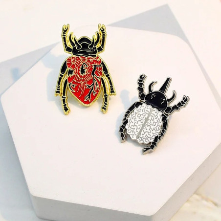 Heart & Mind Scarab Beetle Enamel Pin | Unique Brooch Gift