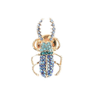 Cobalt Crystal Scarab Beetle Brooch | Unique Insect Jewelry