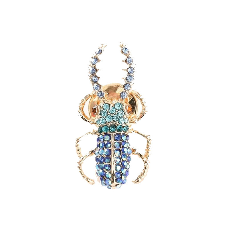 Cobalt Crystal Scarab Beetle Brooch | Unique Insect Jewelry