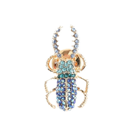 Cobalt Crystal Scarab Beetle Brooch | Unique Insect Jewelry