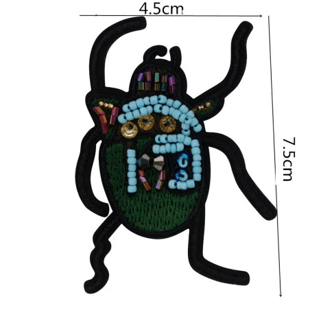 Azure Totem Scarab Beetle Patch - Handmade Iron-On Patch