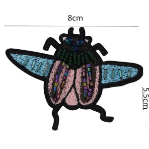 'Pastel Wings' Scarab Beetle Patch - Cute Embroidered Iron-On