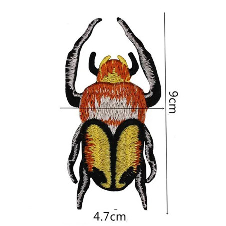 Embroidered "Golden Flame" Scarab Patch - Gold 3.5" x 1.8"