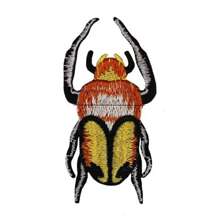 Embroidered "Golden Flame" Scarab Patch - Gold 3.5" x 1.8"