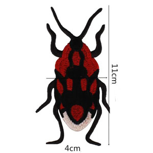 Fiery Red Scarab Beetle Patch | Embroidered Red & Gold 4.3x1.6"