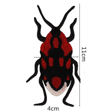 Fiery Red Scarab Beetle Patch | Embroidered Red & Gold 4.3x1.6"