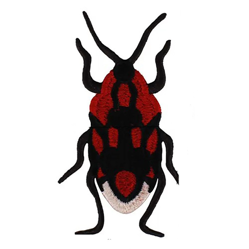 Fiery Red Scarab Beetle Patch | Embroidered Red & Gold 4.3x1.6"