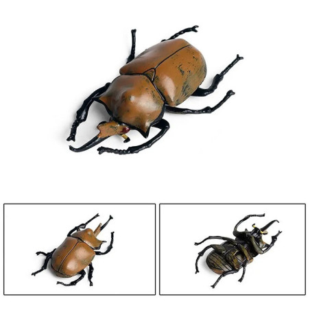 Brown Rhinoceros Beetle Figurine - Educational & Decorative Model