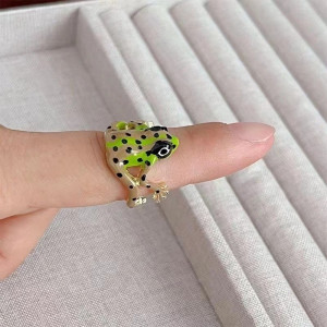 Bague Grenouille Tropicale Éclatante - bague redimensionnable !
