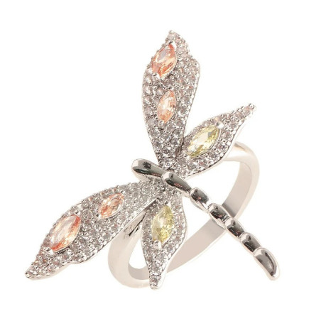 Dragonfly & Butterfly Ring 925 Silver 'Sparkling Garden'