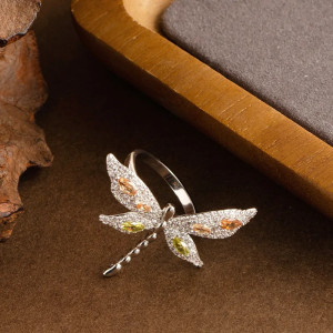 Dragonfly & Butterfly Ring 925 Silver 'Sparkling Garden'