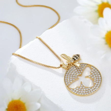 Honeycomb Glow Bee Necklace - Cute & Modern Bee Jewelry Gift