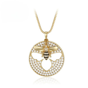 Honeycomb Glow Bee Necklace - Cute & Modern Bee Jewelry Gift