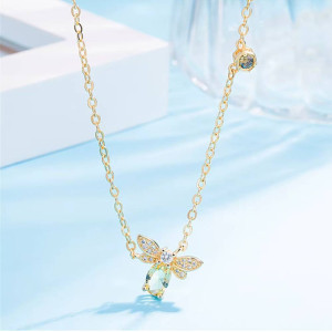 Sparkling Bee Necklace | Rose Gold Plated Silver Jewelry