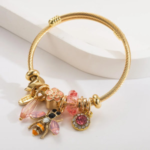 "Golden Treasure" Bee Charm Bracelet | Stainless Steel Jewelry