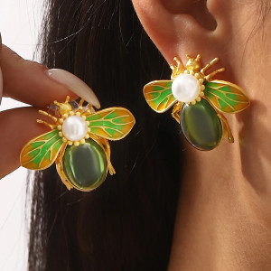 Cute Royal Sparkle Bee Earrings | Unique Gift for Women