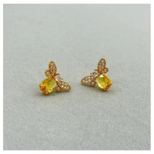 Boucles d'Oreilles Abeille Lumière Dorée - Bijou en Argent 925