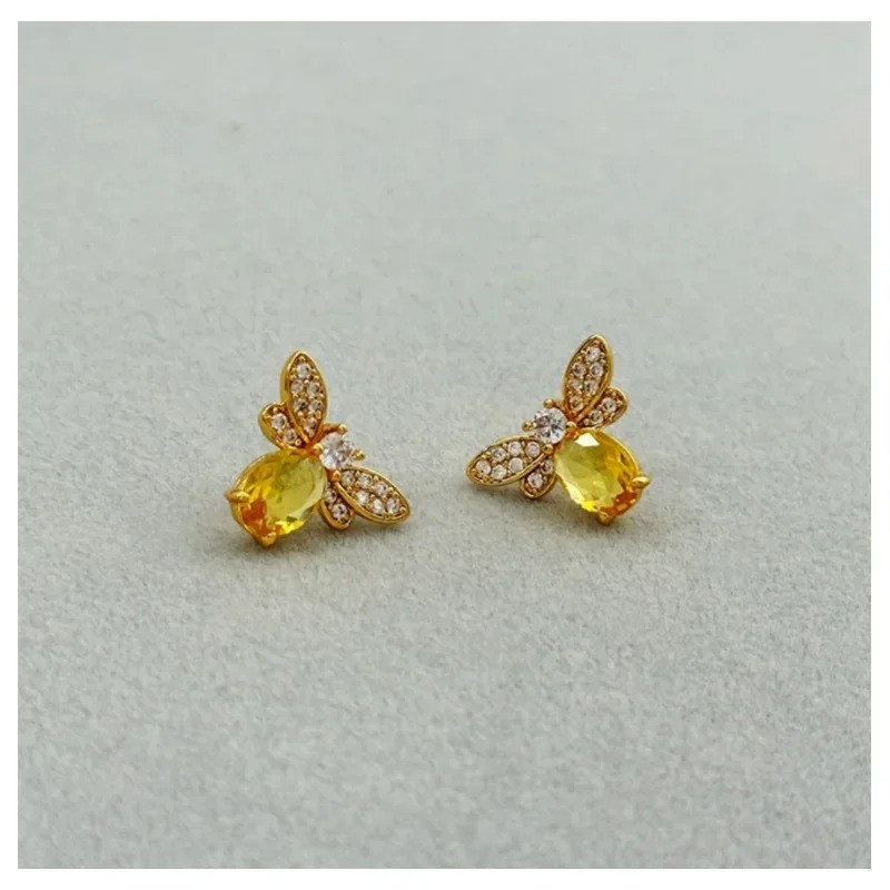 Boucles d'Oreilles Abeille Lumière Dorée - Bijou en Argent 925