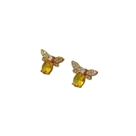 Boucles d'Oreilles Abeille Lumière Dorée - Bijou en Argent 925