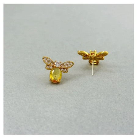 Boucles d'Oreilles Abeille Lumière Dorée - Bijou en Argent 925