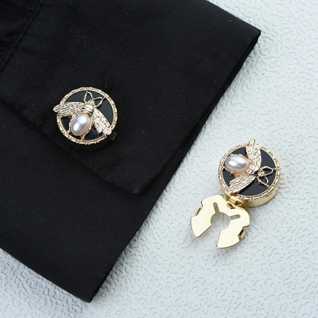 Royal Bee Button Covers | Elegant Shirt Jewelry for Women