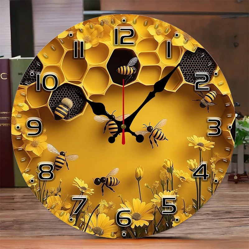 Royal Geometry Bee Wall Clock | Modern 3D Honeycomb Design