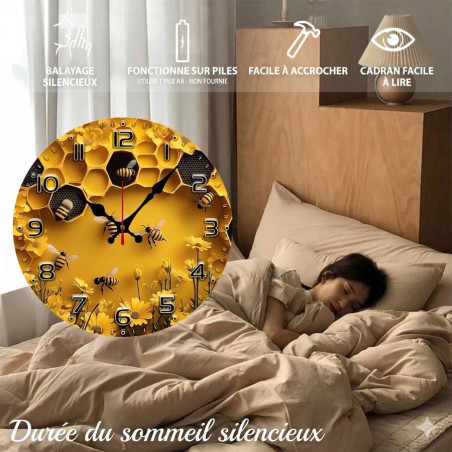 Royal Geometry Bee Wall Clock | Modern 3D Honeycomb Design