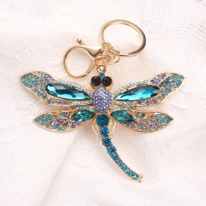 Vintage Dragonfly Keychain | Silver & Turquoise Boho Charm Gift