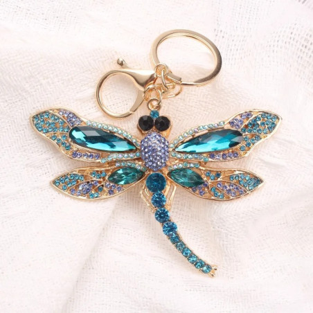 Vintage Dragonfly Keychain | Silver & Turquoise Boho Charm Gift