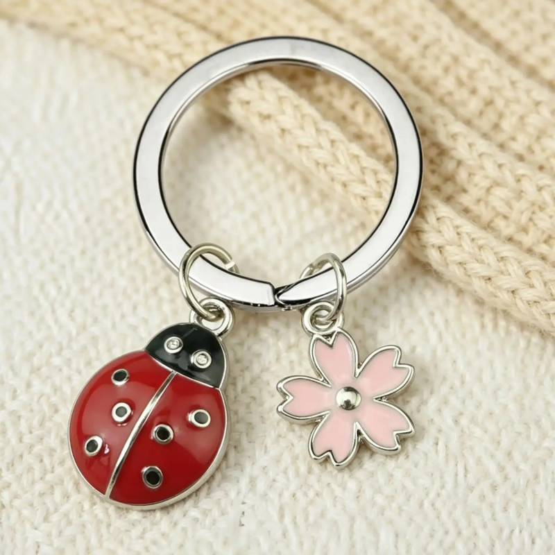 Cute Ladybug Keychain with Cherry Blossom | Unique Gift Idea