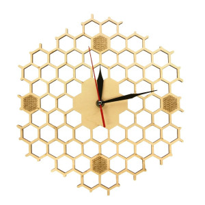 Bee Honeycomb Wall Clock | Unique Wooden Quartz Clock Gift