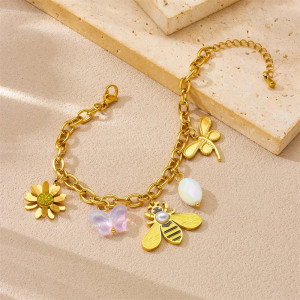 Details of the Enchanted Garden Bee Bracelet charms