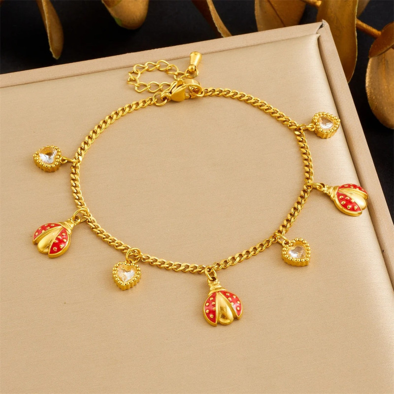 Ladybug Precious Hearts Charm Bracelet