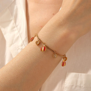 Beautiful Ladybug Precious Hearts Charm Bracelet