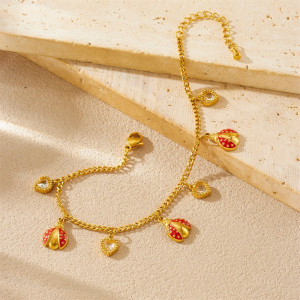 Close-up Details of the Beautiful Ladybug Precious Hearts Charm Bracelet