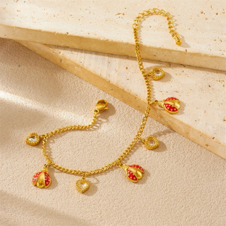 Close-up Details of the Beautiful Ladybug Precious Hearts Charm Bracelet