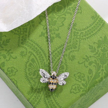 Sparkling Crystal Bee Necklace - Front View
