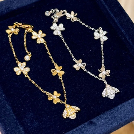 Sparkling Garden Bee Bracelet - Elegant Bee Jewelry, 2 Colors
