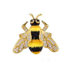Overall View Honey Glow Bee Brooch - Elegant Bee Jewelry