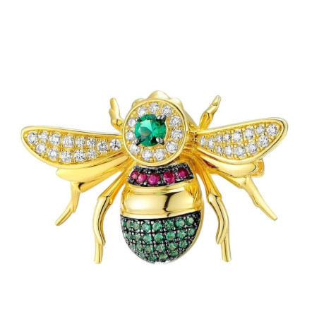 Emerald Treasure Bee Brooch 925 Sterling Silver