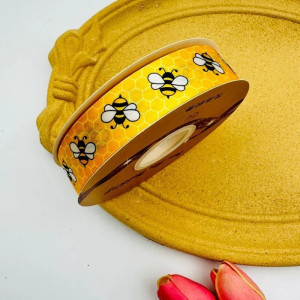 Cute Bee Honeycomb Satin Ribbon - 2.5cm x 45m Craft & Gift Idea
