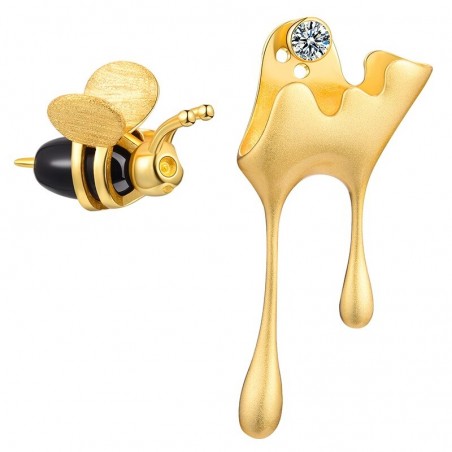 Cute Bee & Honey Drip Earrings in 925 Sterling Silver