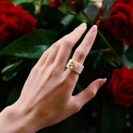 Handmade Ceramic Bee Ring | 925 Silver & 18K Gold Jewelry