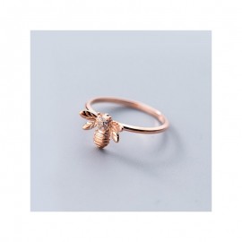 Dainty Bee Ring 925 Sterling Silver - Silver & Rose Gold