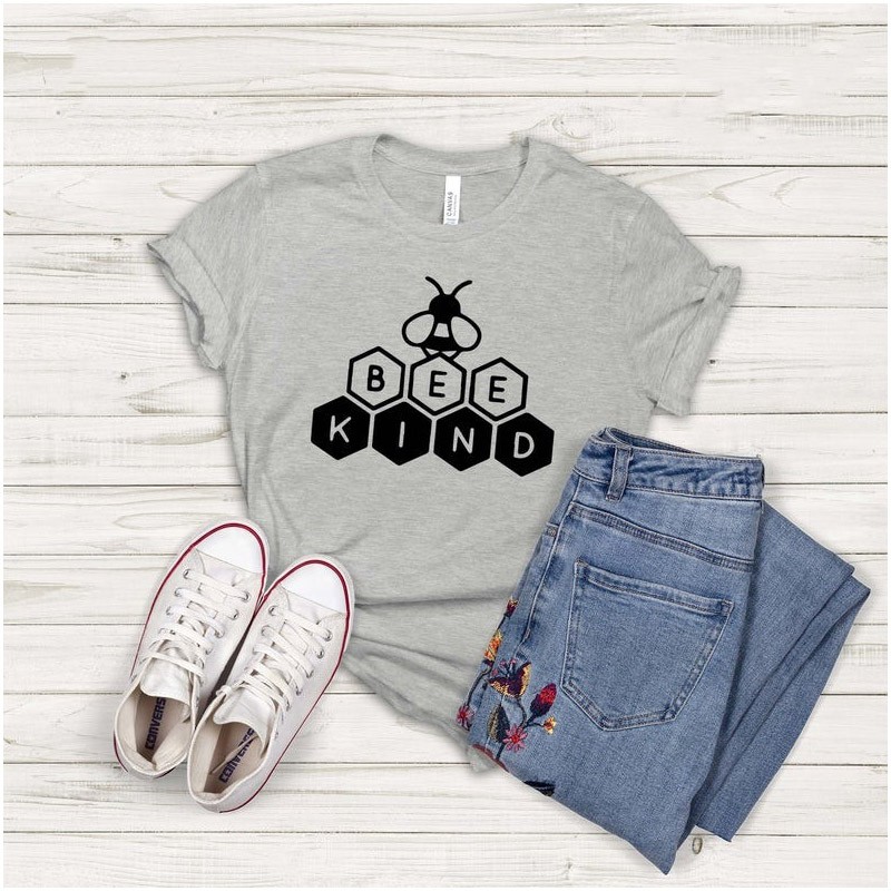 Bee Kind T-Shirt with Honeycomb Design | Cute Bee Tee for Women