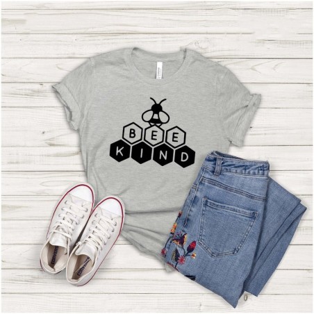 Bee Kind T-Shirt with Honeycomb Design | Cute Bee Tee for Women