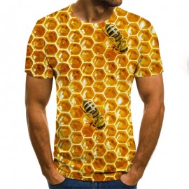 Men's 3D Honeycomb Bee T-Shirt | Unique Graphic Tee Gift