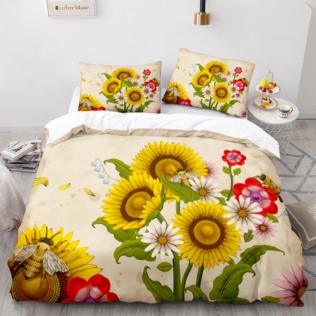 Cute Bee & Sunflower Duvet Cover Bedding Set | 1001Bees.com