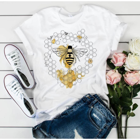 Cute Honeycomb Bee T-Shirt | Unique Graphic Tee for Women
