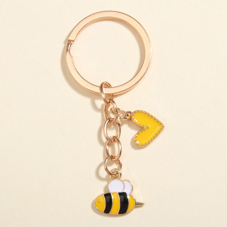 Cute Bee Keychain with Yellow Heart Charm | 1001Bees